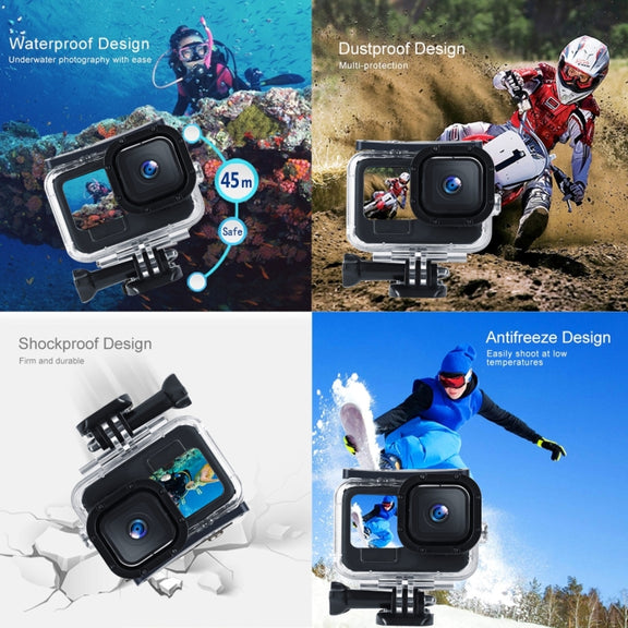45m Water-resistant Housing Protective Case with Buckle Basic Mount & Screw For GoPro HERO10 Black / HERO9 Black