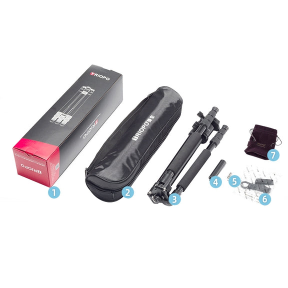 TRIOPO 554 Adjustable Portable  Aluminum Alloy Tripod with D-2A Ball Head for SLR Camera