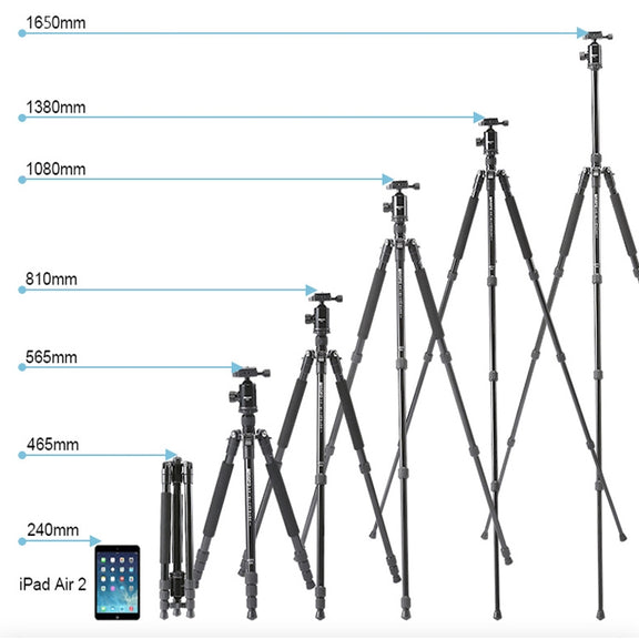 TRIOPO 554 Adjustable Portable  Aluminum Alloy Tripod with D-2A Ball Head for SLR Camera