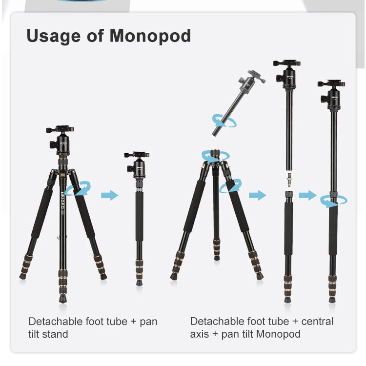 TRIOPO 554 Adjustable Portable  Aluminum Alloy Tripod with D-2A Ball Head for SLR Camera - free shipping - PMC Jewellery - Order now!
