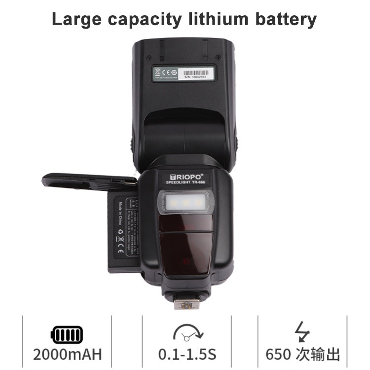Triopo TR-666 2000mAh 2.4G Wireless Dual TTL Mode Flash Speedlite for Canon / Nikon DSLR Cameras - free shipping - PMC Jewellery - Order now!