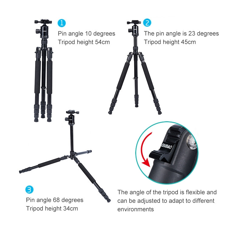TRIOPO Oubao A-608S  Adjustable Portable  Aluminum Alloy Tripod with Ball Head for SLR Camera - free shipping - PMC TechLife - Order now!