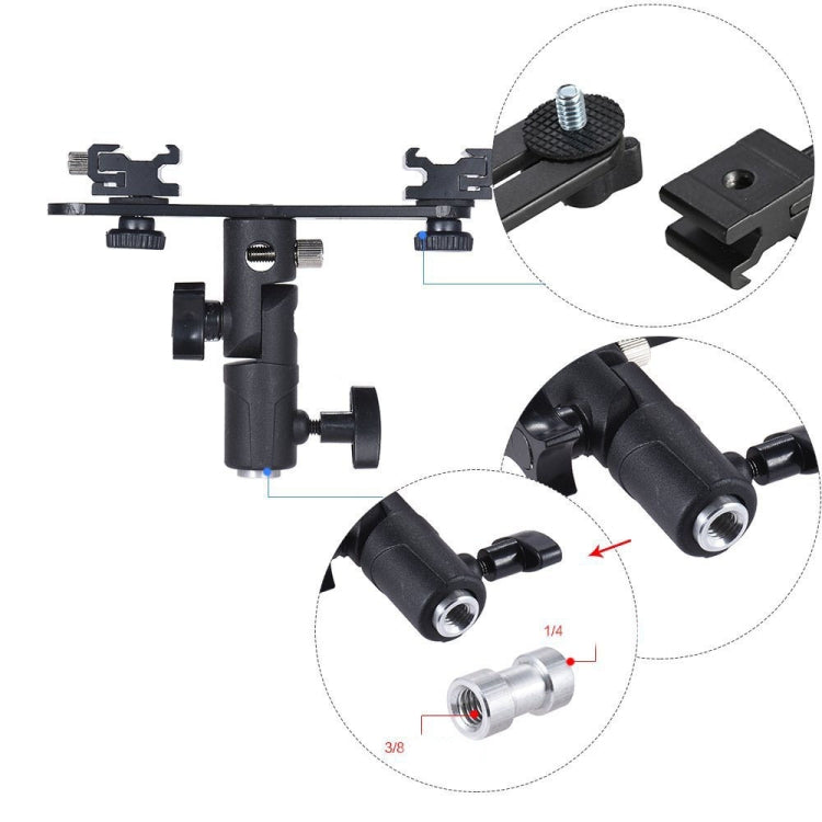 Double Hot Shoe Flash Stand Bracket - free shipping - PMC Jewellery - Order now!