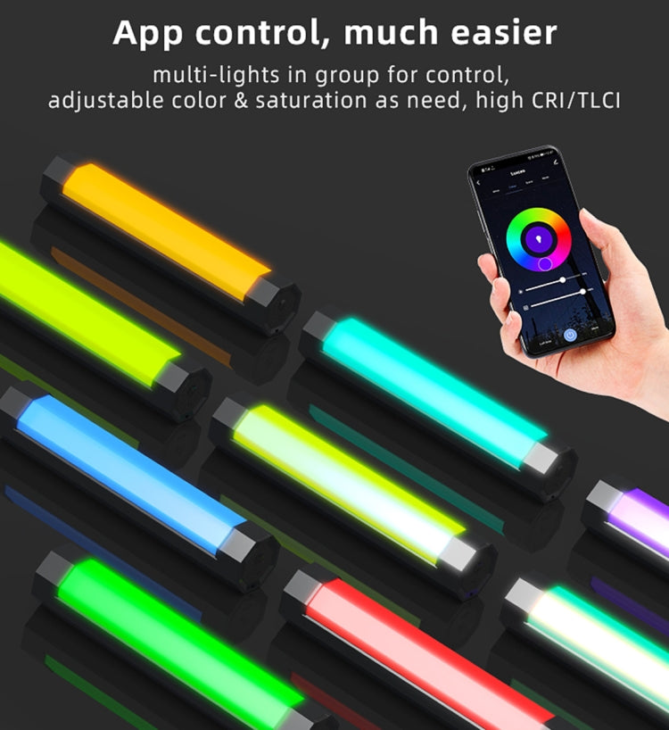 LUXCeO RGB Colorful Photo LED Stick Video Light APP Control Adjustable Color Temperature Waterproof Handheld LED Fill Light with Remote Control(Black) - free shipping - PMC Jewellery - Order now!
