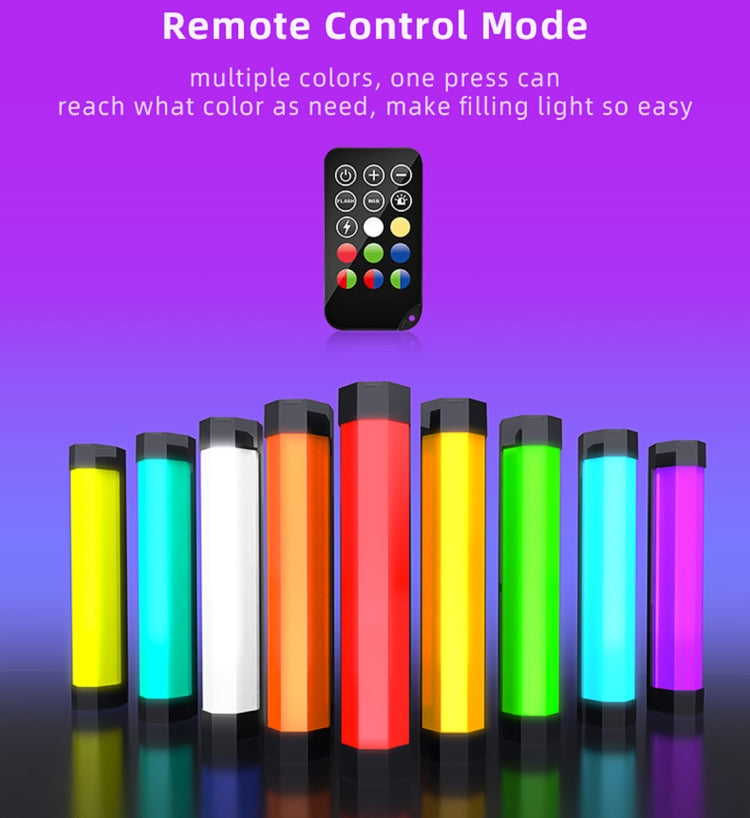 LUXCeO RGB Colorful Photo LED Stick Video Light APP Control Adjustable Color Temperature Water-resistant Handheld LED Fill Light with Remote Control(Black)