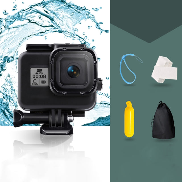For GoPro HERO8 Black 45m Water-resistant Housing Protective Case with Buckle Basic Mount & Screw & Floating Bobber Grip & Strap & Anti-Fog Inserts(Black)