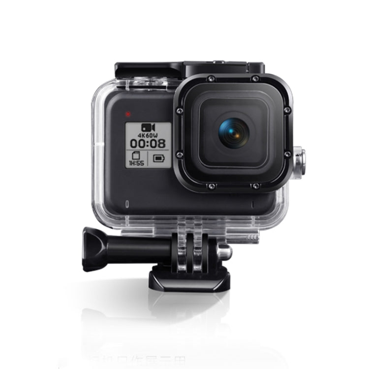 For GoPro HERO8 Black 45m Water-resistant Housing Protective Case with Buckle Basic Mount & Screw & (Purple, Red, Pink) Filters & Floating Bobber Grip & Strap & Anti-Fog Inserts (Transparent)