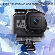 For GoPro HERO8 Black 45m Water-resistant Housing Protective Case with Buckle Basic Mount & Screw & (Purple, Red, Pink) Filters & Floating Bobber Grip & Strap & Anti-Fog Inserts (Transparent)