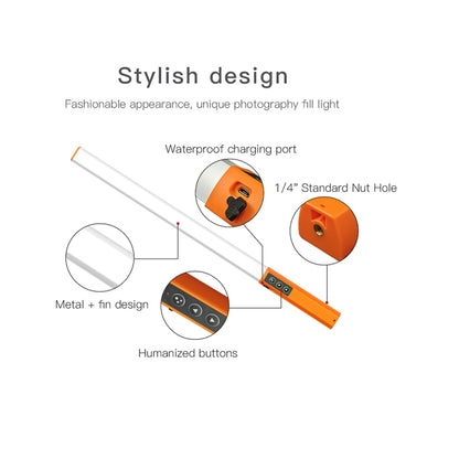 LUXCeO Q508D Dual Color Temperature Photo LED Stick Video Light Handheld LED Fill Light Flash Lighting Lamp(Orange) - free shipping - PMC Jewellery - Order now!