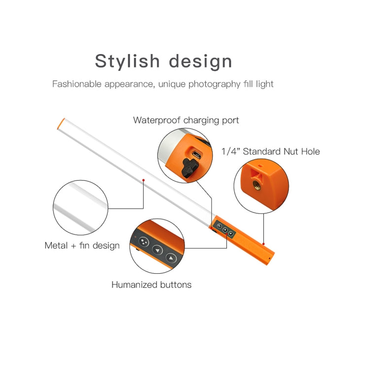 LUXCeO Q508D Dual Color Temperature Photo LED Stick Video Light Handheld LED Fill Light Flash Lighting Lamp(Orange)