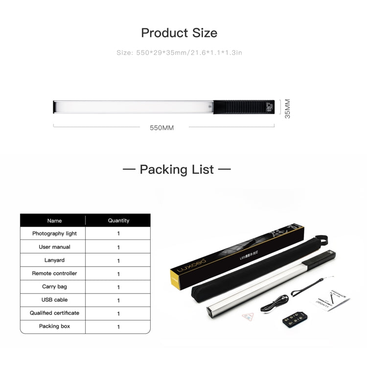 LUXCeO Q508S Dual Color Temperature 1000LM Photo LED Stick Video Light Handheld LED Fill Light Flash Lighting Lamp (Black) - free shipping - PMC Jewellery - Order now!