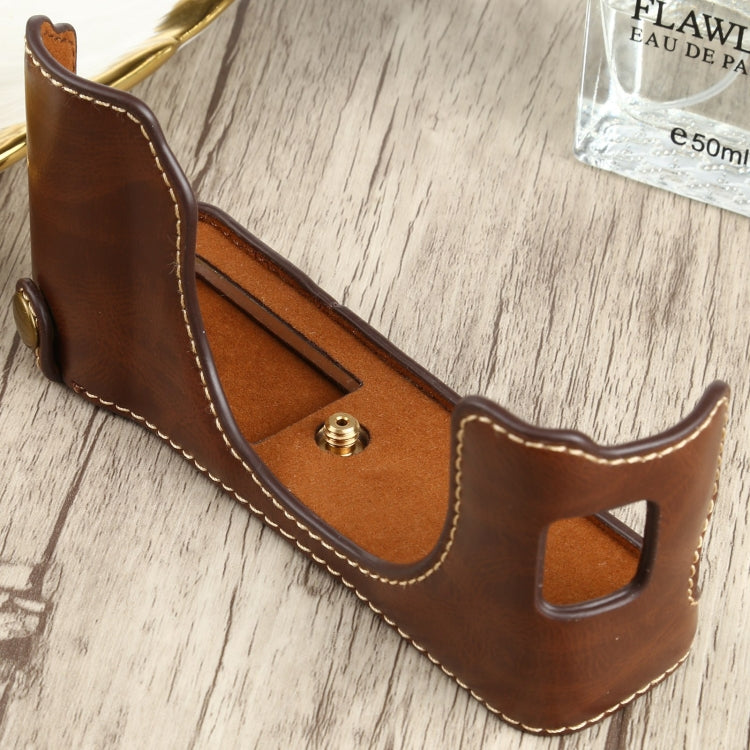 1/4 inch Thread PU Leather Camera Half Case Base for FUJIFILM X100V (Coffee) - free shipping - PMC TechLife - Order now!