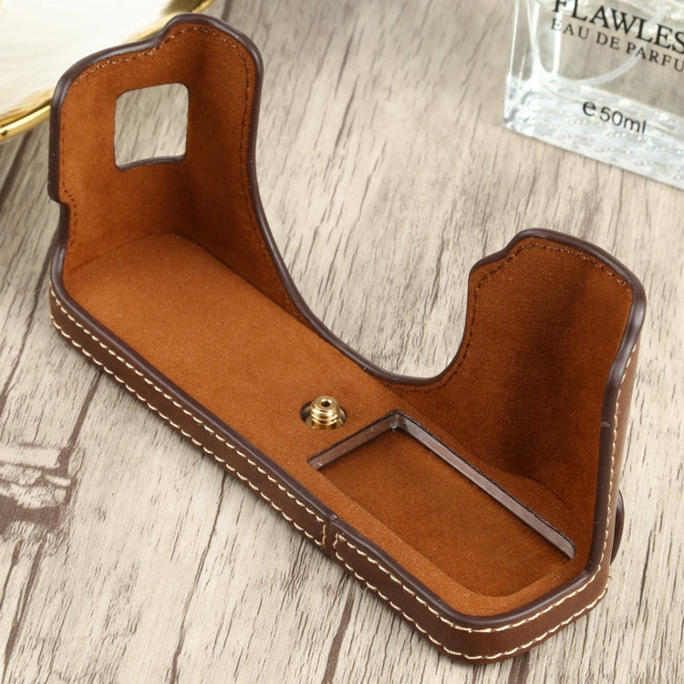 1/4 inch Thread PU Leather Camera Half Case Base for FUJIFILM X100V (Coffee) - free shipping - PMC TechLife - Order now!