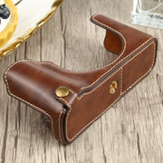 1/4 inch Thread PU Leather Camera Half Case Base for FUJIFILM X100V (Coffee)