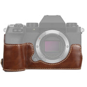 1/4 inch Thread PU Leather Camera Half Case Base for FUJIFILM X-S10 (Coffee)
