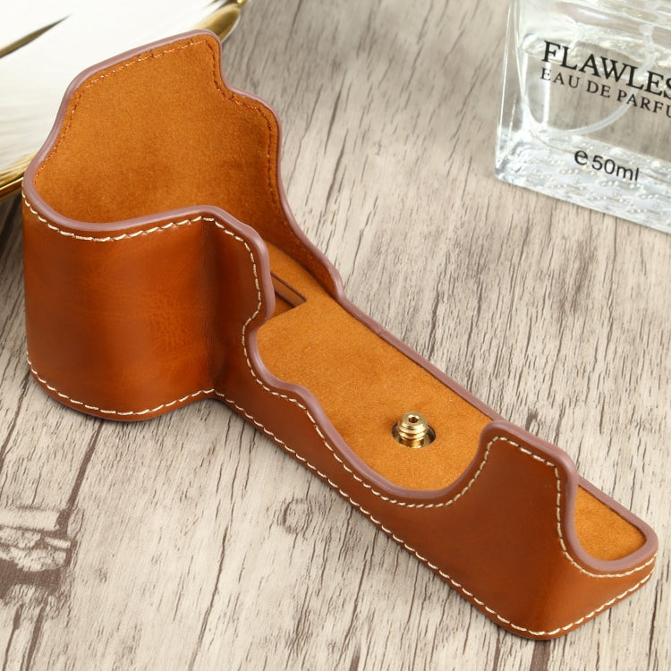 1/4 inch Thread PU Leather Camera Half Case Base for FUJIFILM X-S10 (Brown) - free shipping - PMC TechLife - Order now!