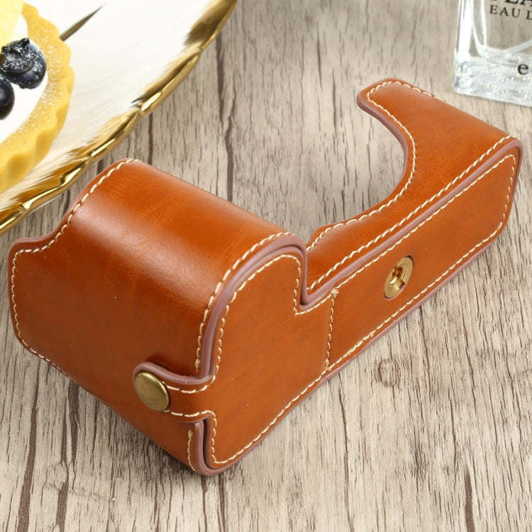 1/4 inch Thread PU Leather Camera Half Case Base for FUJIFILM X-S10 (Brown)