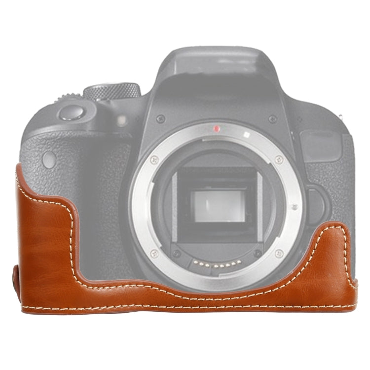 1/4 inch Thread PU Leather Camera Half Case Base for Canon EOS 77D / 800D(Brown) - free shipping - PMC TechLife - Order now!