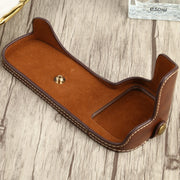 1/4 inch Thread PU Leather Camera Half Case Base for Canon EOS 90D (Coffee)