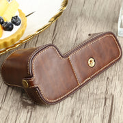 1/4 inch Thread PU Leather Camera Half Case Base for Canon EOS 90D (Coffee)