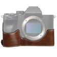 1/4 inch Thread PU Leather Camera Half Case Base for Sony ILCE-7RM4 / A7RM4 / A7R IV (Coffee) - free shipping - PMC TechLife - Order now!