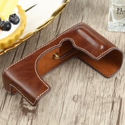 1/4 inch Thread PU Leather Camera Half Case Base for FUJIFILM XE4 (Coffee)