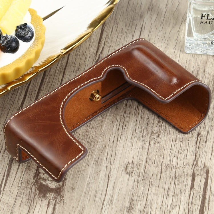 1/4 inch Thread PU Leather Camera Half Case Base for FUJIFILM XE4 (Coffee)