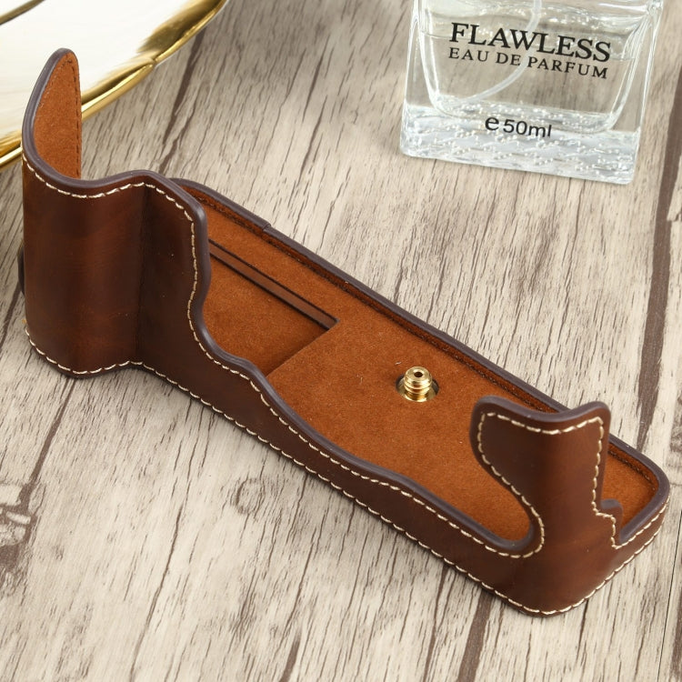 1/4 inch Thread PU Leather Camera Half Case Base for FUJIFILM X-T4 (Coffee) - free shipping - PMC TechLife - Order now!