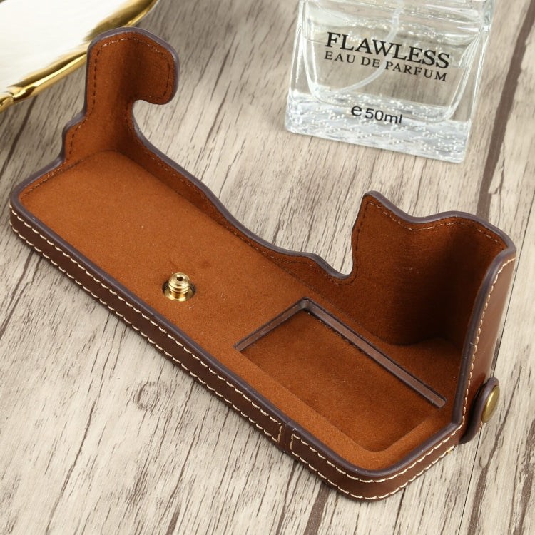 1/4 inch Thread PU Leather Camera Half Case Base for FUJIFILM X-T4 (Coffee) - free shipping - PMC TechLife - Order now!