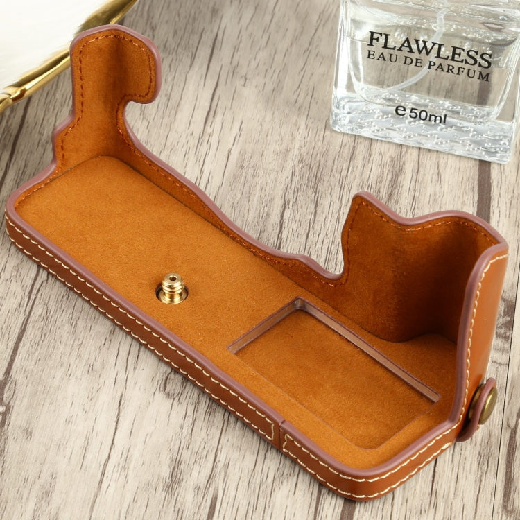 1/4 inch Thread PU Leather Camera Half Case Base for FUJIFILM X-T4 (Brown) - free shipping - PMC TechLife - Order now!