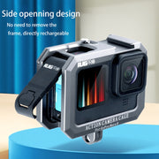 RUIGPRO for GoPro HERO10 Black / HERO9 Black Metal Border Frame Mount Protective Cage with Dual Cold Shoes Base (Silver Grey)