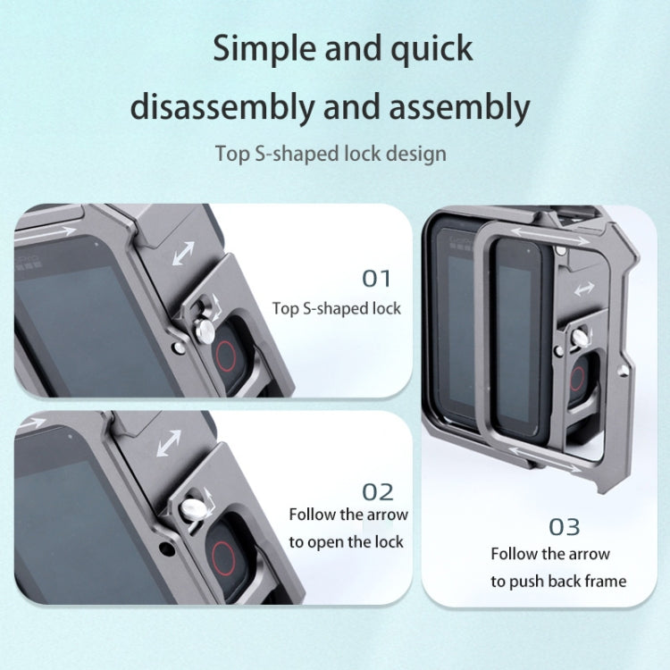 RUIGPRO for GoPro HERO10 Black / HERO9 Black Metal Border Frame Mount Protective Cage with Dual Cold Shoes Base (Silver Grey) - free shipping - PMC TechLife - Order now!