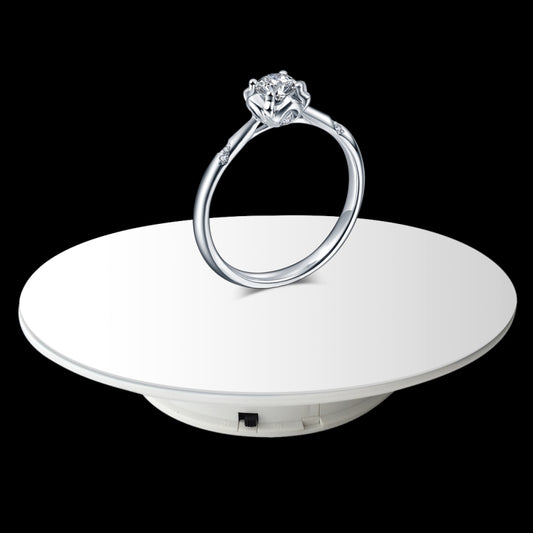 25cm 360 Degree Electric Rotating Mirror Surface Turntable Display Stand Video Shooting Props Turntable for Photography, Load 3kg, Powered by Battery(White) - free shipping - PMC Jewellery - Order now!