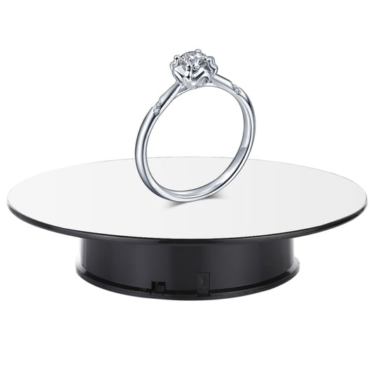25cm 360 Degree Electric Rotating Mirror Surface Turntable Display Stand Video Shooting Props Turntable for Photography, Load 3kg, Powered by Battery(White + Black) - free shipping - PMC Jewellery - Order now!