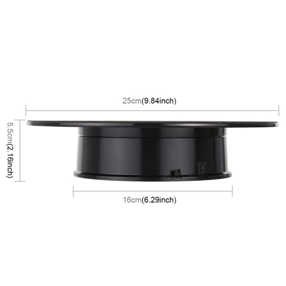 25cm 360 Degree Electric Rotating Mirror Surface Turntable Display Stand Video Shooting Props Turntable for Photography, Load 3kg, Powered by Battery(White + Black)