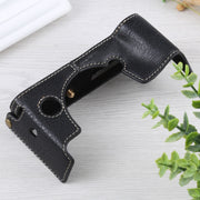 1/4 inch Thread Litchi Texture PU Leather Camera Half Case Base for FUJIFILM X-T4 (Black)