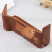 1/4 inch Thread Litchi Texture PU Leather Camera Half Case Base for FUJIFILM X-T4 (Brown)