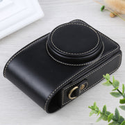 Vertical Flip Full Body Camera PU Leather Case Bag with Strap for Ricoh GR III / GRII, Sony ZV-1 / DSC-RX100M7 / RX100M6 / RX100M5 / RX100M2 (Black)