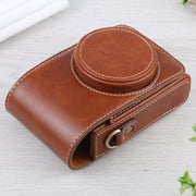 Vertical Flip Full Body Camera PU Leather Case Bag with Strap for Ricoh GR III / GRII, Sony ZV-1 / DSC-RX100M7 / RX100M6 / RX100M5 / RX100M2 (Brown)