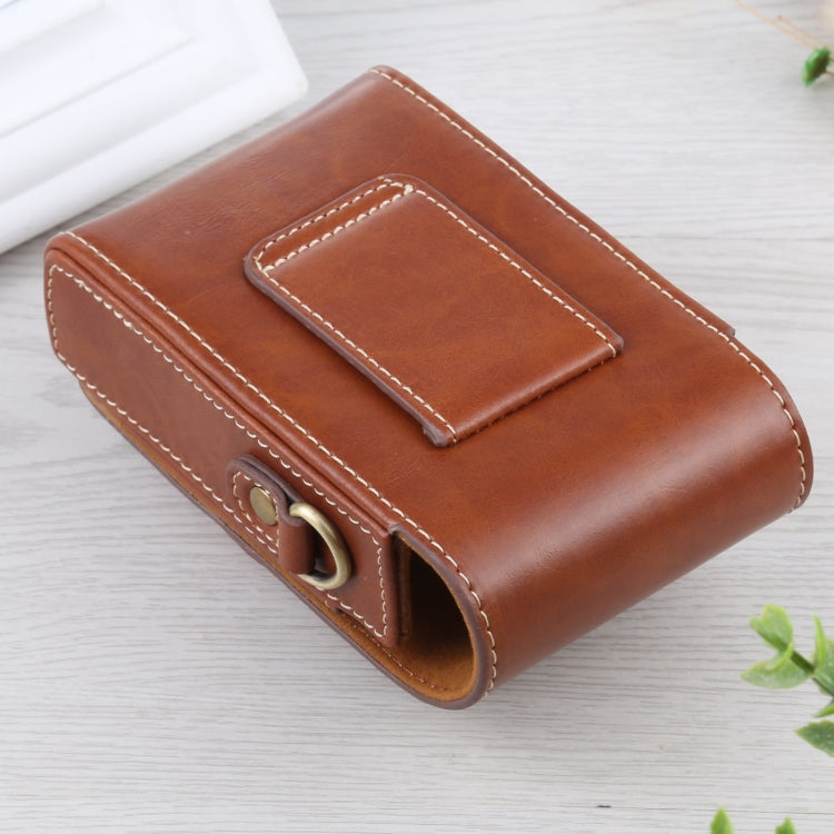 Vertical Flip Full Body Camera PU Leather Case Bag with Strap for Ricoh GR III / GRII, Sony ZV-1 / DSC-RX100M7 / RX100M6 / RX100M5 / RX100M2 (Brown)