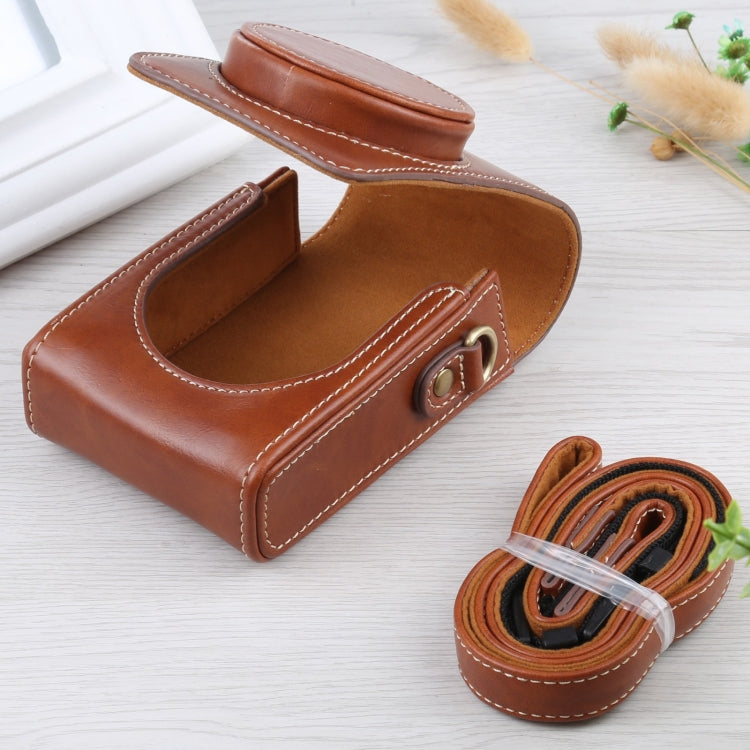 Vertical Flip Full Body Camera PU Leather Case Bag with Strap for Ricoh GR III / GRII, Sony ZV-1 / DSC-RX100M7 / RX100M6 / RX100M5 / RX100M2 (Brown) - free shipping - PMC TechLife - Order now!