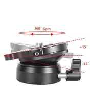 BEXIN DY-60N 3/8 inch Thread Dome Professional Tripod Leveling 360 Degree Panorama Head Base with Bubble Level & 3/8 inch Screw Adapter