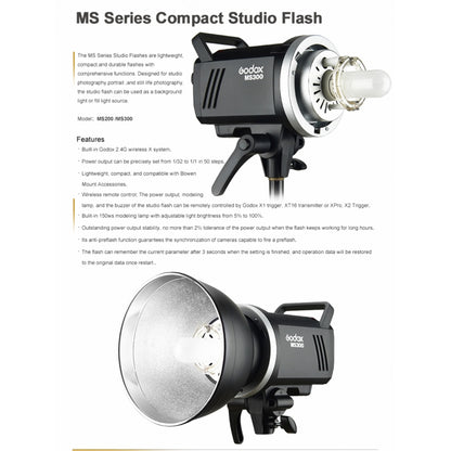 Godox MS300 Studio Flash Light 300Ws Bowens Mount Studio Speedlight with Cover(EU Plug) - free shipping - PMC Jewellery - Order now!