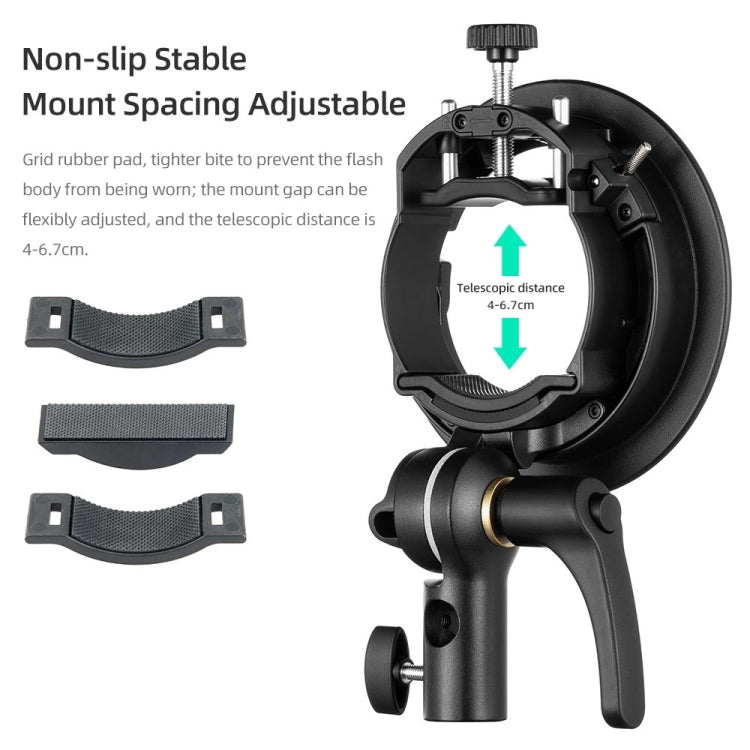 Godox S2 Speedlite S-Type Bracket Bowens Mount Flash S-type Holder Bracket (Black) - free shipping - PMC Jewellery - Order now!