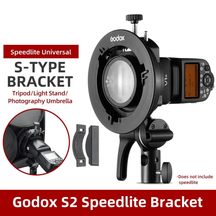 Godox S2 Speedlite S-Type Bracket Bowens Mount Flash S-type Holder Bracket (Black) - free shipping - PMC Jewellery - Order now!
