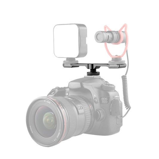 YELANGU A641 Cold Shoe to Dual Cold Shoe Mount Adapter Aluminum Alloy Extension Bracket (Black) - free shipping - PMC Jewellery - Order now!