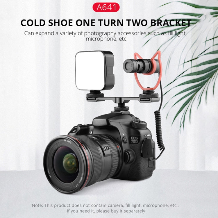 YELANGU A641 Cold Shoe to Dual Cold Shoe Mount Adapter Aluminum Alloy Extension Bracket (Black)