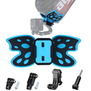 Butterfly Helmet Mount Adapter with 3-Way Pivot Arm & J-Hook Buckle & Long Screw for GoPro, Insta360, DJI and Other Action Cameras (Blue)