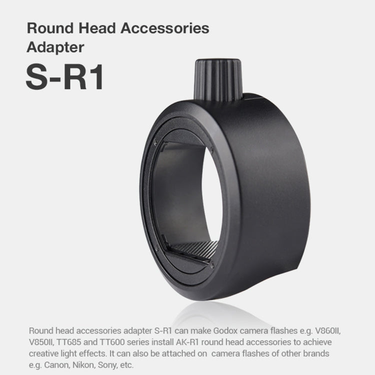 Godox S-R1 Flash Speedlite Round Shape Adapter for Godox TT685 / V860II / V350 / TT600(Black) - Stand Bracket by Godox | Online Shopping South Africa | PMC Jewellery | Buy Now Pay Later Mobicred