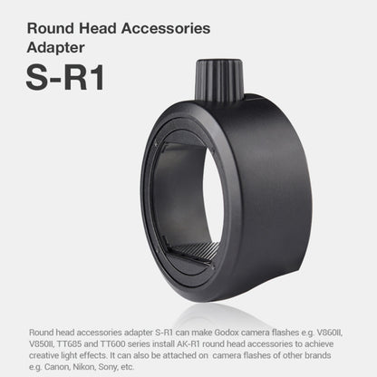 Godox S-R1 Flash Speedlite Round Shape Adapter for Godox TT685 / V860II / V350 / TT600(Black) - Stand Bracket by Godox | Online Shopping South Africa | PMC Jewellery | Buy Now Pay Later Mobicred